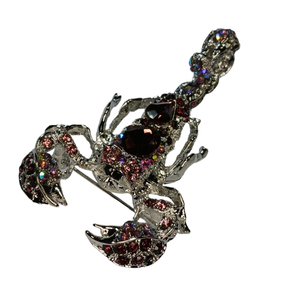 Scorpion Crystal Rhinestone Bling Articulated Stinger Brooch Pendant - Picture 4 of 11
